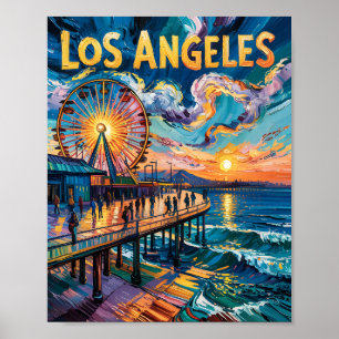 Affiche Van Gogh Père Noël Monica Pier Los Angeles Califor