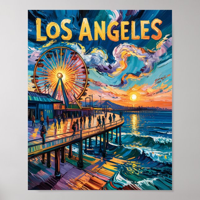 Affiche Van Gogh Père Noël Monica Pier Los Angeles Califor (Devant)
