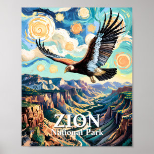 Affiche Van Gogh personnalisé Canyon de Zion Oiseau Condor