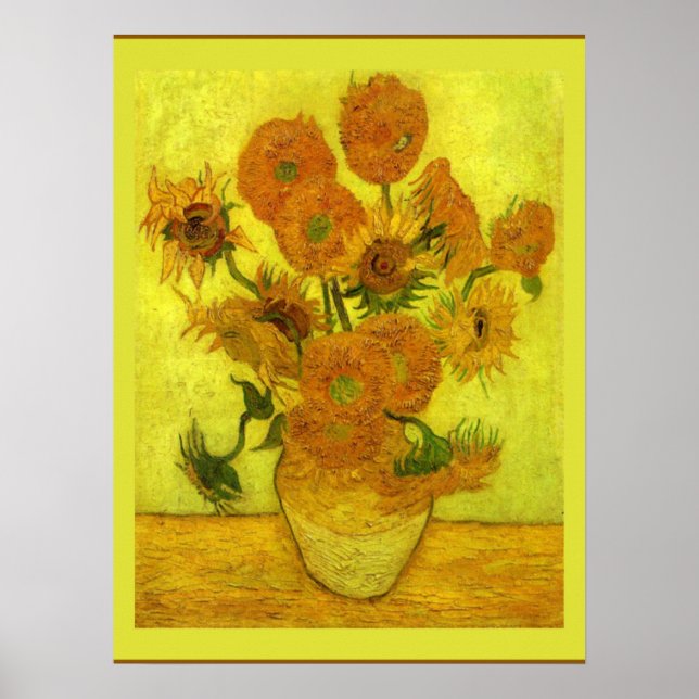 Affiche Van Gogh - Quatorze tournesols, (Devant)