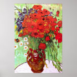 AFFICHE VAN GOGH RED POPPIES & DAISES DÉCOUPAGE IMPRIMER<br><div class="desc">L'un des tableaux de Vincent Van Gogh sur la vie morte, avec un vase de fleurs dans une marmite en argile remplie de pavots, pour la plupart rouges, mais quelques marguerites blanches et des fleurs sauvages violettes. Une belle image de printemps ou d'été d'art floral dans son style post impressionniste....</div>