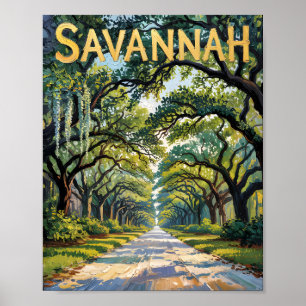 Affiche Van Gogh Retro Savannah Georgia Oak Avenue Travel