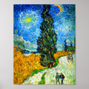 Affiche Van Gogh Road avec Cypress et Star