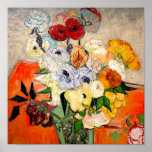 Affiche Van Gogh Roses and Anemones<br><div class="desc">Affiche mettant en vedette les Roses de peinture à fleurs de Vincent van Gogh et Anemones (1890). Un superbe assortiment de fleurs rouges,  blanches,  bleues,  oranges et jaunes sont disposées dans un vase vert. Un cadeau merveilleux pour les amateurs de post-impressionnisme et d'art hollandais.</div>