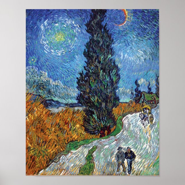 Affiche Van Gogh - Route Avec Cyprès Art (Devant)
