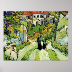 Affiche Van Gogh - Rue du village et marches à Auvers