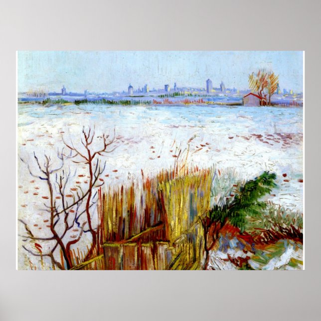 Affiche Van Gogh-Snowy Paysage avec Arles (Devant)
