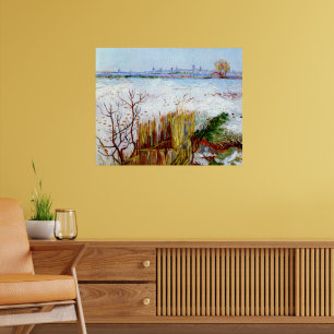 Affiche Van Gogh-Snowy Paysage avec Arles en Arrière - pla
