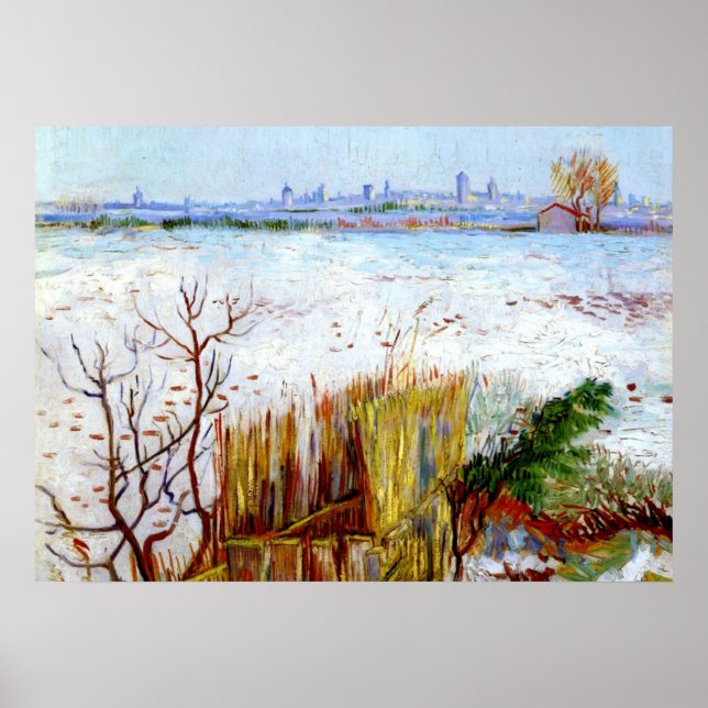 Affiche Van Gogh-Snowy Paysage avec Arles en Arrière - pla (Devant)