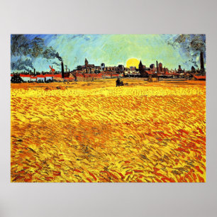 Affiche Van Gogh - Soirée d'été, Wheatfield/Setting Sun