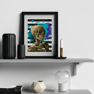 Affiche Van Gogh Squelette avec Cigarette Allumée Pop Art