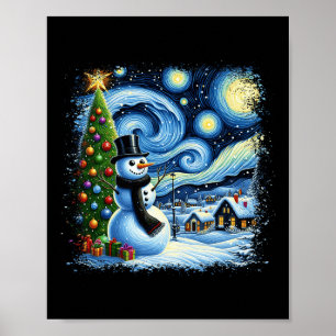 Affiche Van Gogh Starry Nuit de Noël Snowman Snowman Nigh