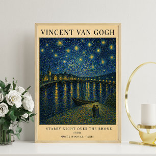 Affiche Van Gogh Starry Rhone Musée de Nuit Vintage Post