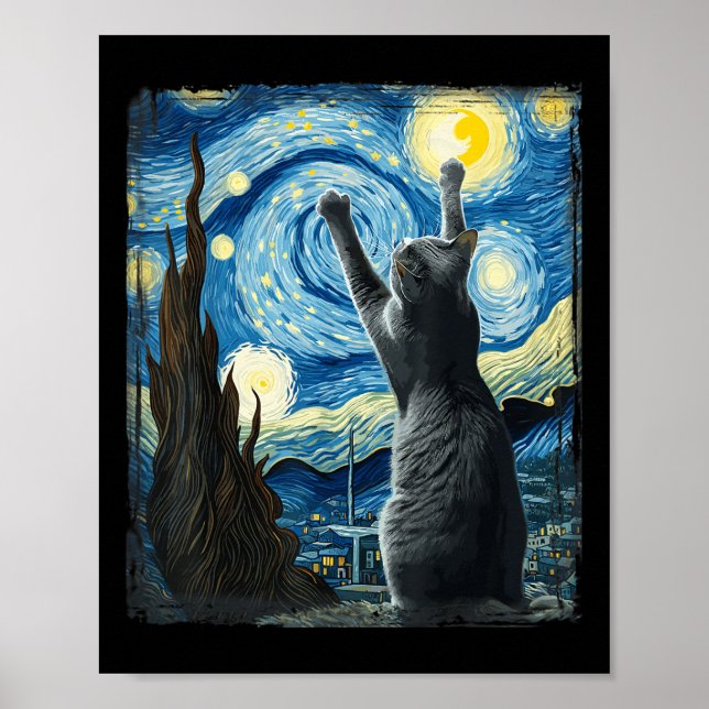 Affiche Van Gogh Starry Style de nuit Artiste Russe Bleu (Devant)