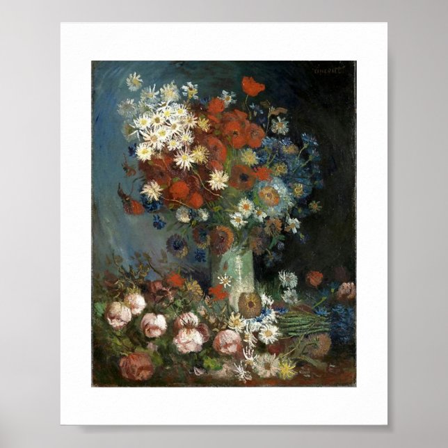 Affiche Van Gogh Still Life avec Fleurs de prairie et Rose (Devant)