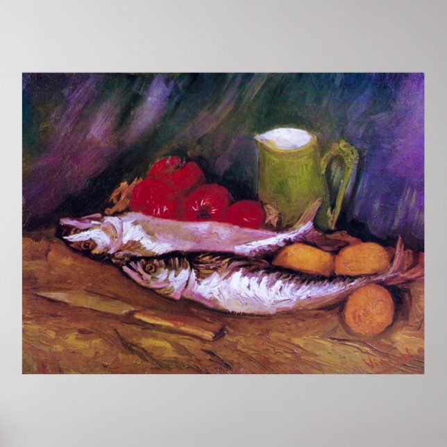Affiche Van Gogh Still Life with Mackerel Lemon Tomato (Devant)