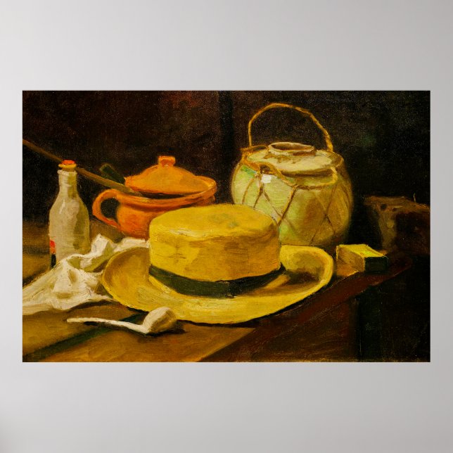 Affiche Van Gogh Still Life with Straw Hat (Devant)
