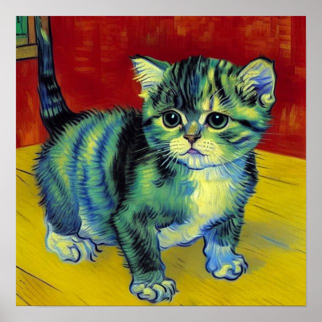 Affiche Van Gogh Tabby Cat (Devant)
