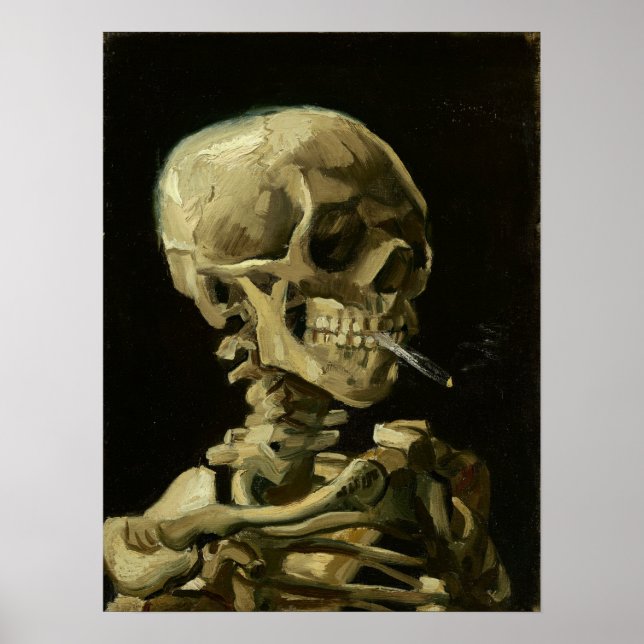 Affiche Van Gogh - Tête de squelette avec un cigare allumé (Devant)
