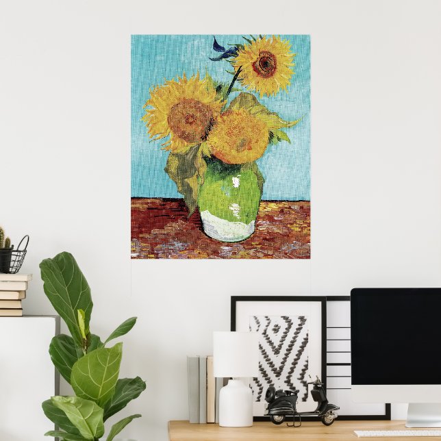 Affiche Van Gogh Three Sunflowers Original Art Masterpiec  (Bureau à domicile)