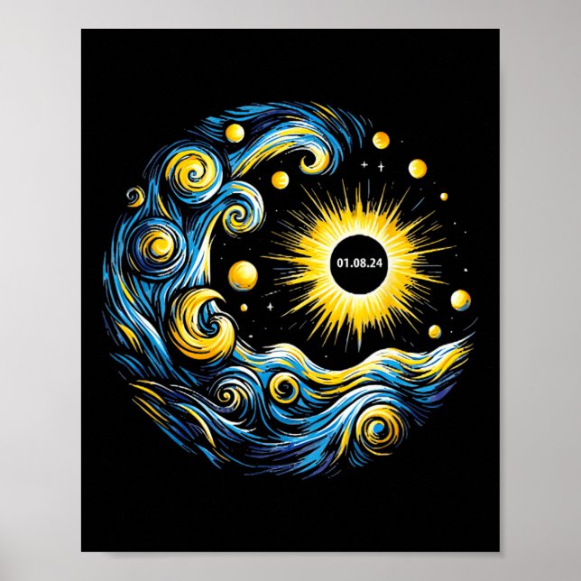 Affiche Van Gogh Total Solar Eclipse 8 avril 2024 (Devant)