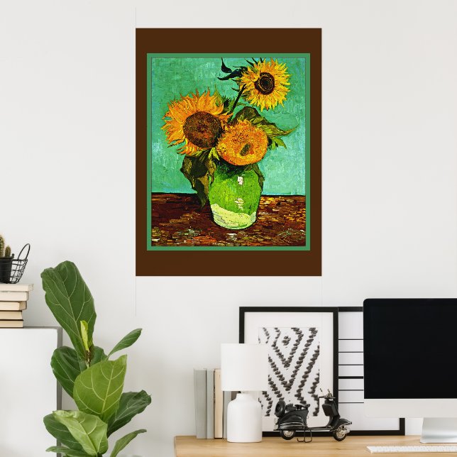 Affiche Van Gogh - Tournesols, Trois, (Bureau à domicile)