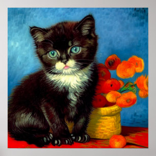 Affiche Van Gogh Tuxedo Cat