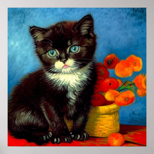 Affiche Van Gogh Tuxedo Cat (Devant)