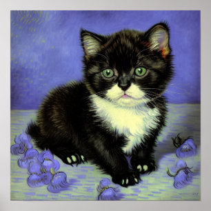 Affiche Van Gogh Tuxedo Kitten