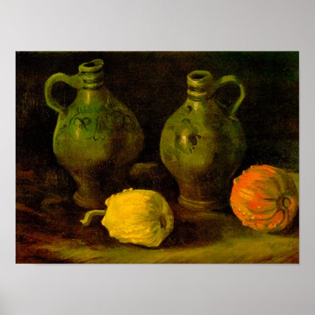Affiche Van Gogh Two Jugs and Pumpkins (Devant)