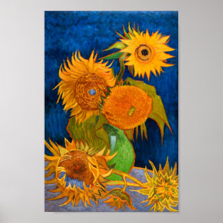 Affiche Van Gogh Vase avec cinq tournesols