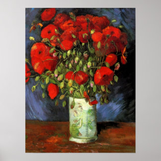 Affiche Van Gogh - Vase avec des pépites rouges