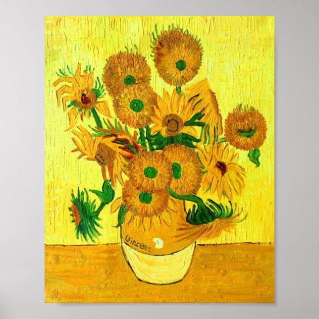 Affiche Van Gogh Vase avec quinze tournesols (Devant)