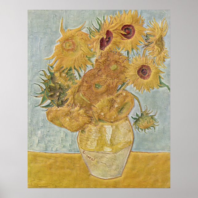 Affiche Van Gogh - Vase Douze Tournesols (Devant)