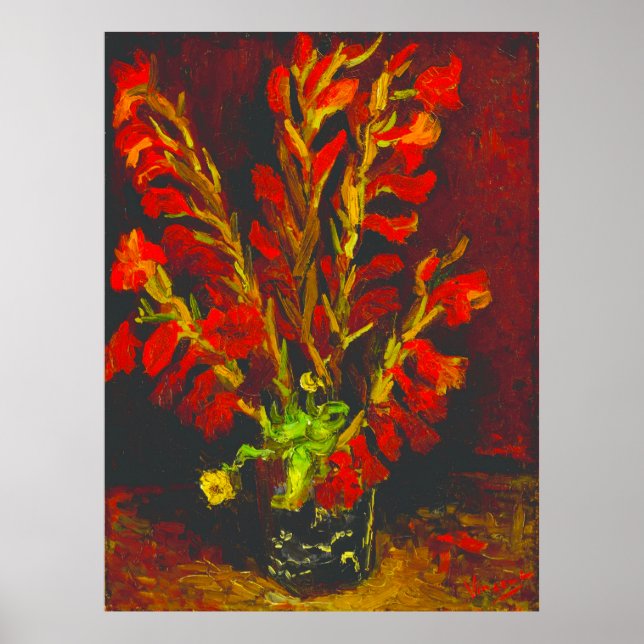 Affiche Van Gogh Vase with Red Gladioli (Devant)