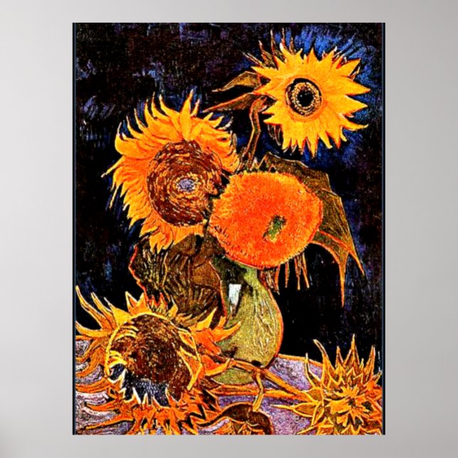 Affiche Van Gogh - Vase with Six Sunflowers (Devant)