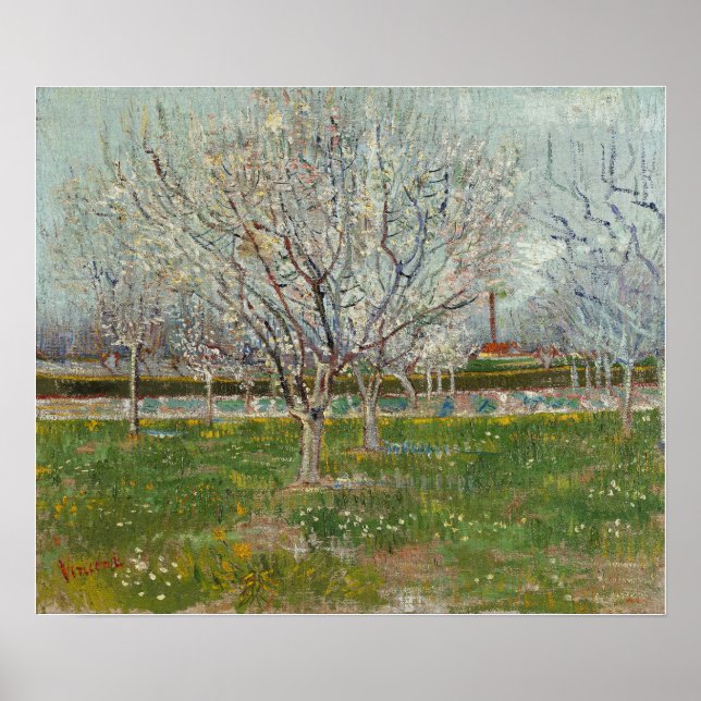 Affiche Van Gogh - Verger en fleurs (Pruniers) (Devant)