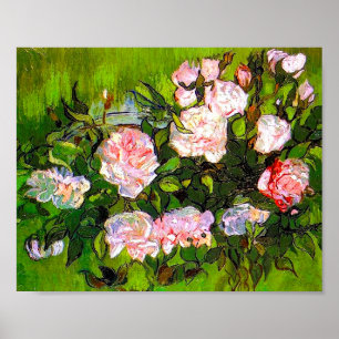 Affiche Van Gogh Vie morte avec des roses roses roses