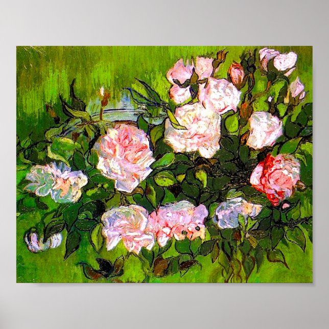 Affiche Van Gogh Vie morte avec des roses roses roses (Devant)