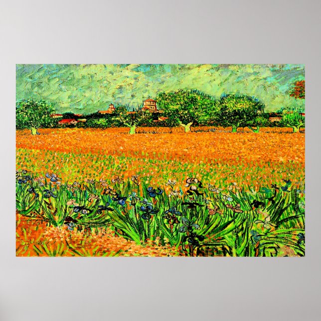 Affiche Van Gogh - Vue d'Arles avec Irises (Devant)