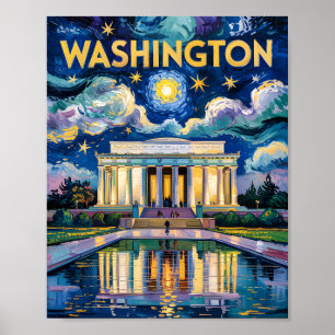 Affiche Van Gogh Washington DC Travel Art Lincoln Memorial
