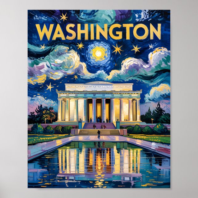 Affiche Van Gogh Washington DC Travel Art Lincoln Memorial (Devant)
