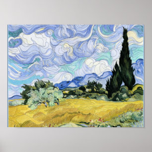 Affiche Van Gogh - Wheatfield avec cyprès