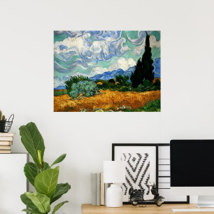 Affiche Van Gogh - Wheatfield with Cypress Tree,