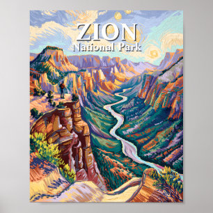 Affiche Van Gogh Zion National Park Canyon Rivière Randonn