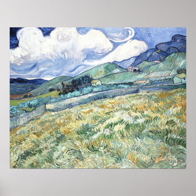 Affiche Van Gogh's Landscape from Saint-Rémy Canvas Print (Devant)