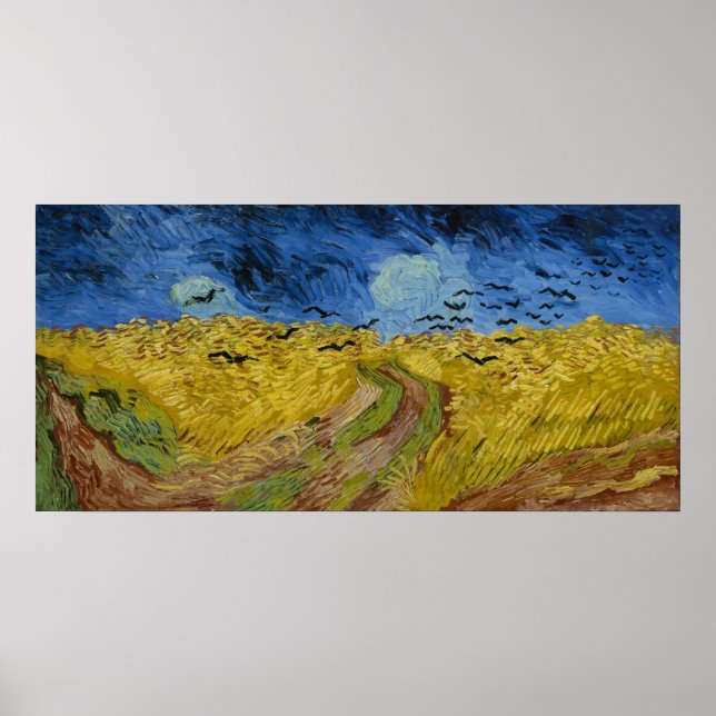 Affiche Van Gogh's Wheatfield with Crows (Devant)