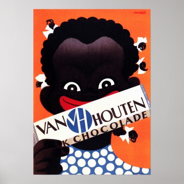 Affiche Van Houten Chocolats Boissons alimentaires Art Déc (Devant)