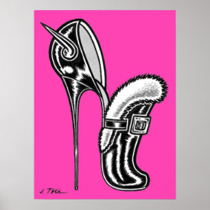 Affiche Vana DeVinyl™/Trim en fourrure amusante, talon aig