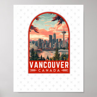 Affiche Vancouver au Canada Emblème d'art de voyage vector